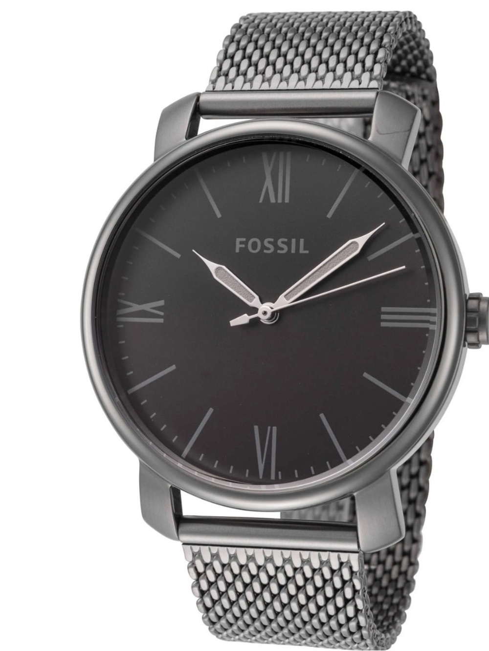 Fossil Men’s Gunmetal Mesh Watch with Black Dial